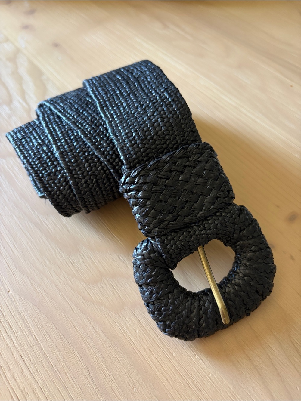 Anthropologie Raffia-wrapped stretch waist belt